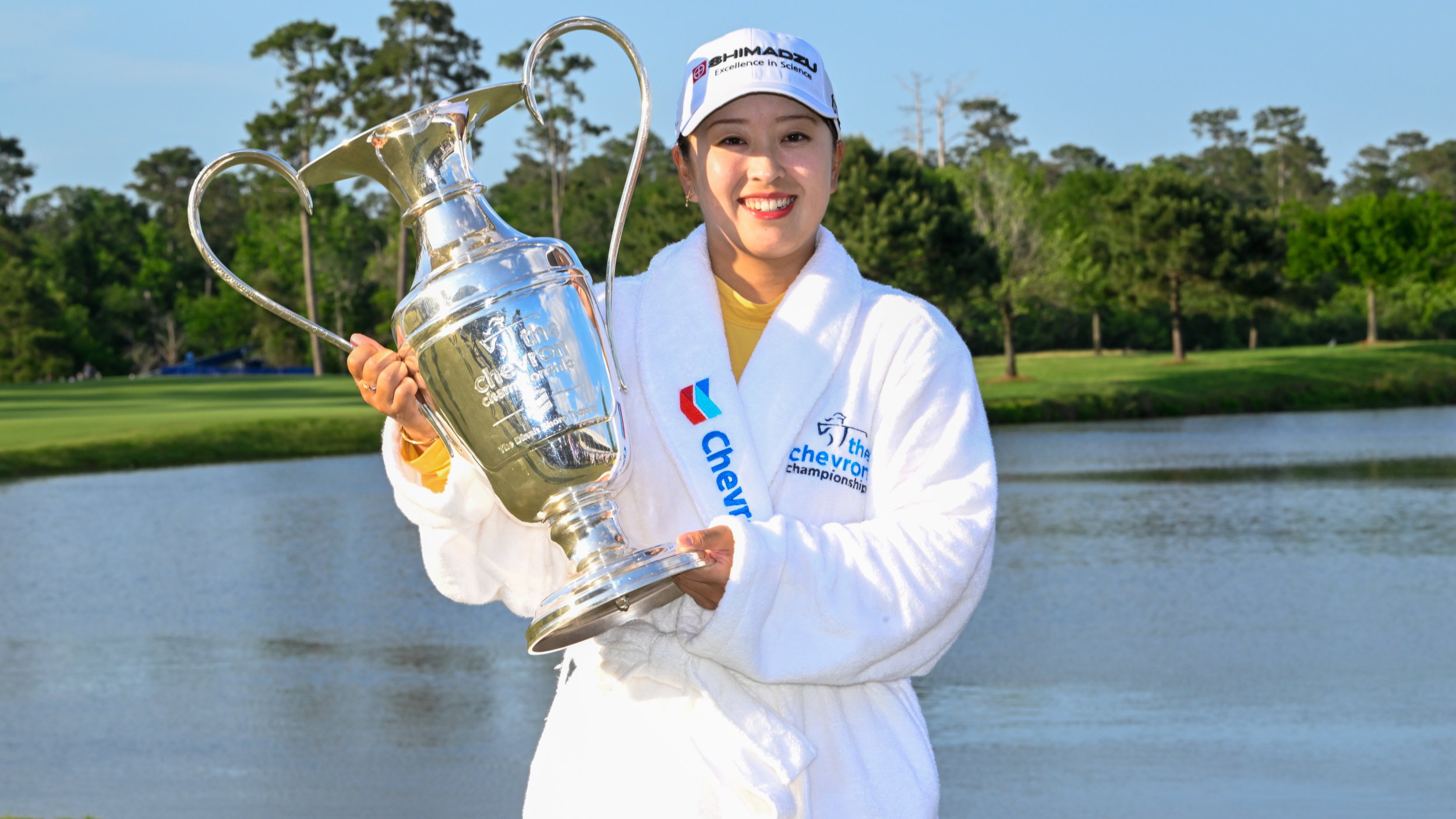 Mao Saigo with the Chevron Championship trophy