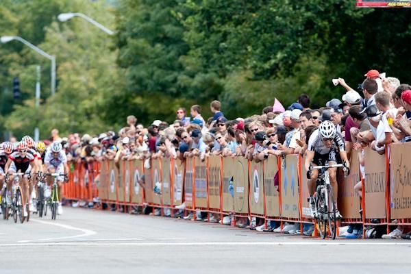 Jeff Louder (BMC) tries to go it alone with one lap to go.