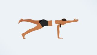 an illo of a woman doing a 3 legged plank
