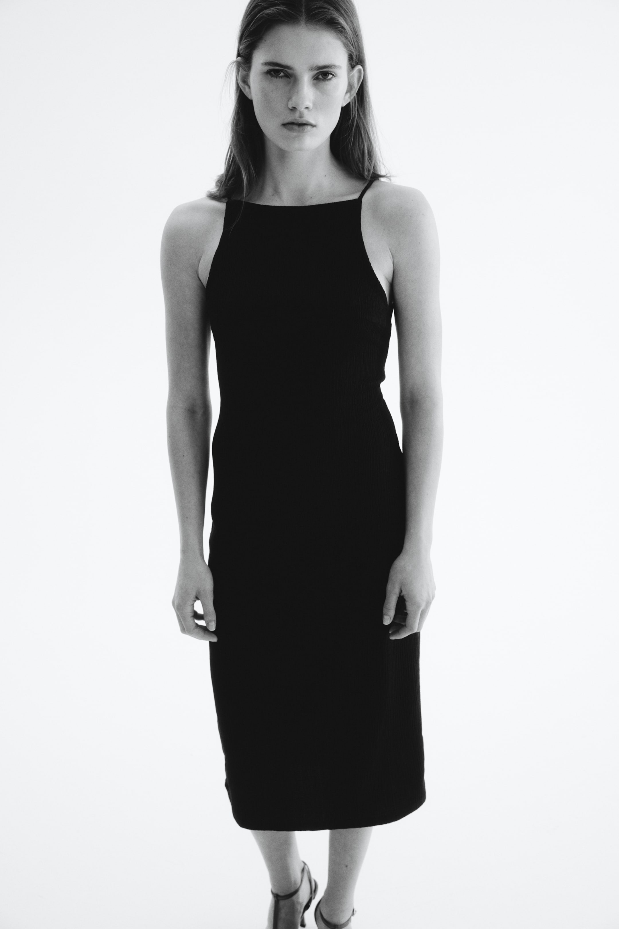 Textured Jersey Sleeveless Dress - Red