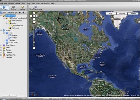 An interesting application available in FotoAlbum is Google Earth.