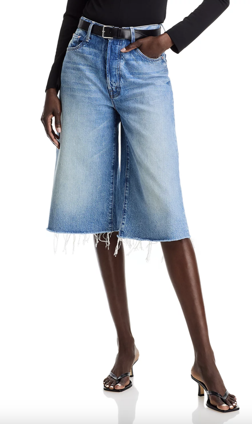 The Whole Fray Denim Culotte Shorts in Wipeout