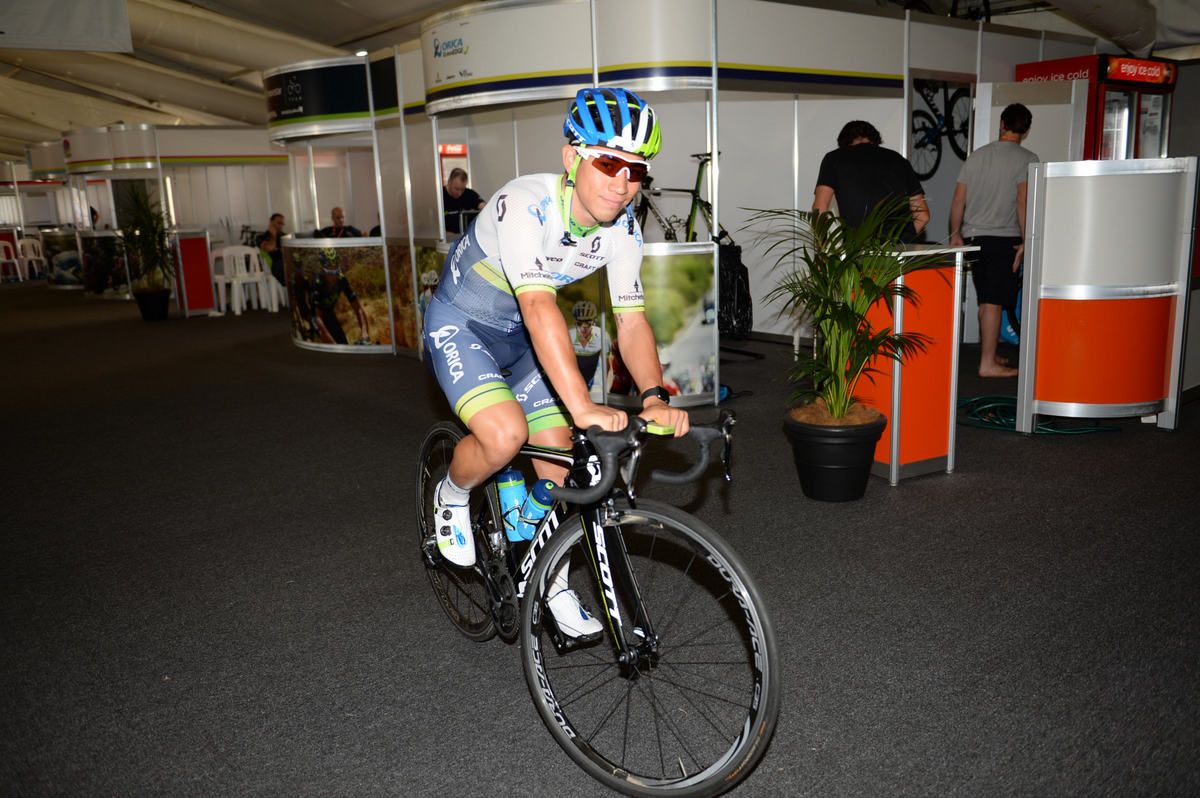 Caleb Ewan heads out for the ride