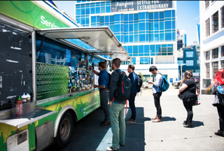 Food truck with people waiting