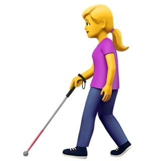 female person with probing cane