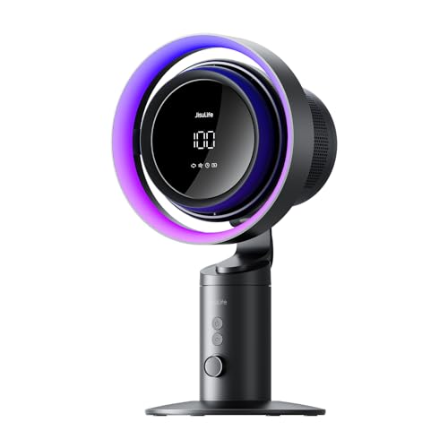 Jisulife Table Fan Pro3, 3-In-1 Turbo Oscillating Fan With Air Purifier and Rgb Light, H11 Hepa Filter, 100-Speed Adjustable, 10000mah Rechargeable Battery, Powerful Airflow for Desktop/office/bedroom