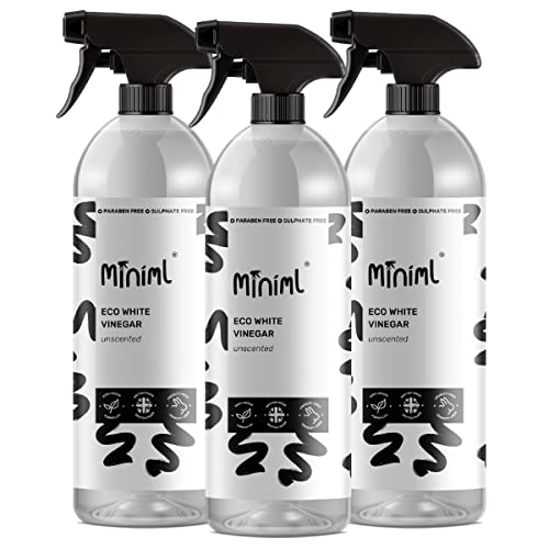 Miniml Eco White Vinegar Cleaning Unscented 3 X 750ml - All Natural Multi-Surface &amp;amp; Multi-Purpose Cleaner, Limescale Remover, Laundry Softener &amp;amp; More - 100% Vegan &amp;amp; Cruelty Free