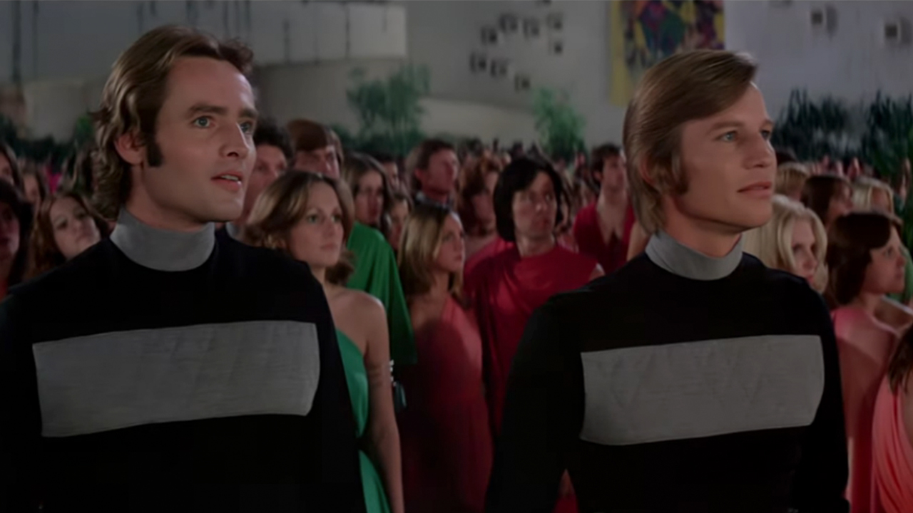 Richard Jordan on the left and Michael York on the right in Logan's Run.