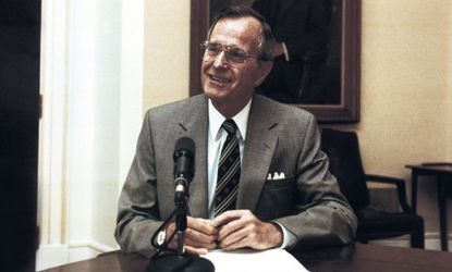 President George H.W. Bush sits in the Cabinet Room of the White House on May 21, 1992.
