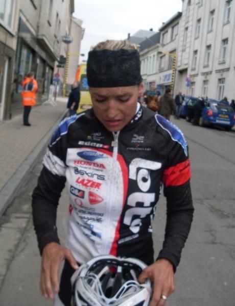 Mud and blood after Omloop Het Nieuwsblad.