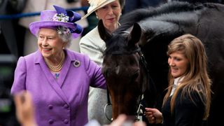 Queen Elizabeth II and Princess Anne with a horse