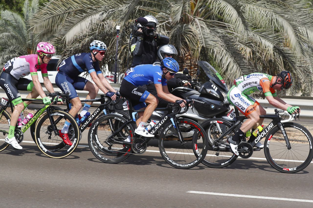 Marco Maronese leads the breakaway