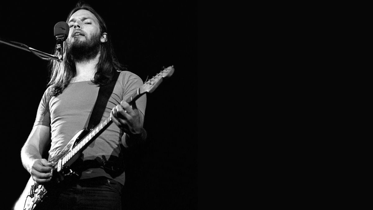 Dave Gilmour of Pink Floyd onstage at the Sports Arena in April 1975 in Los Angeles, California.