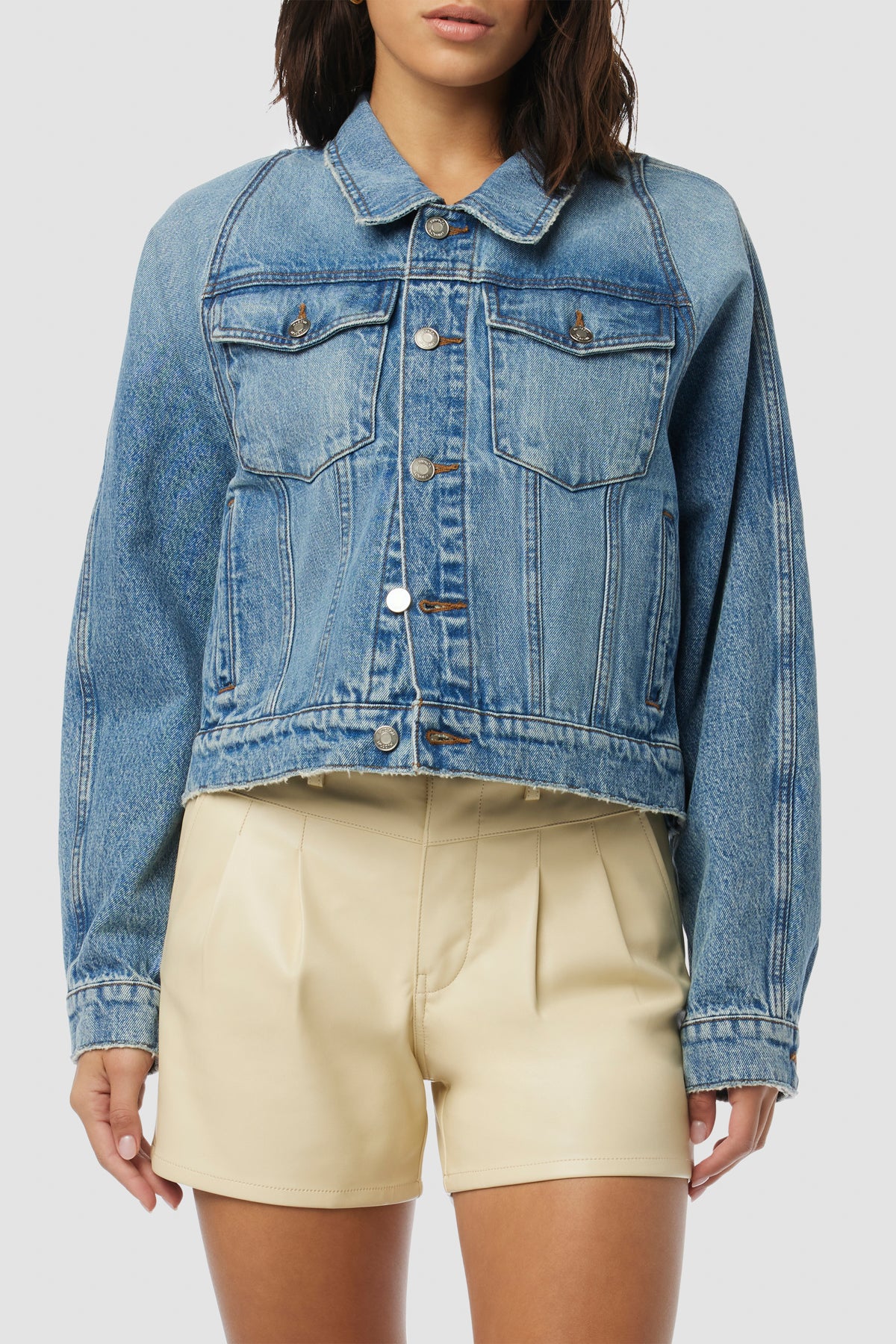 Hudson, Raglan Sleeve Cropped Denim Jacket