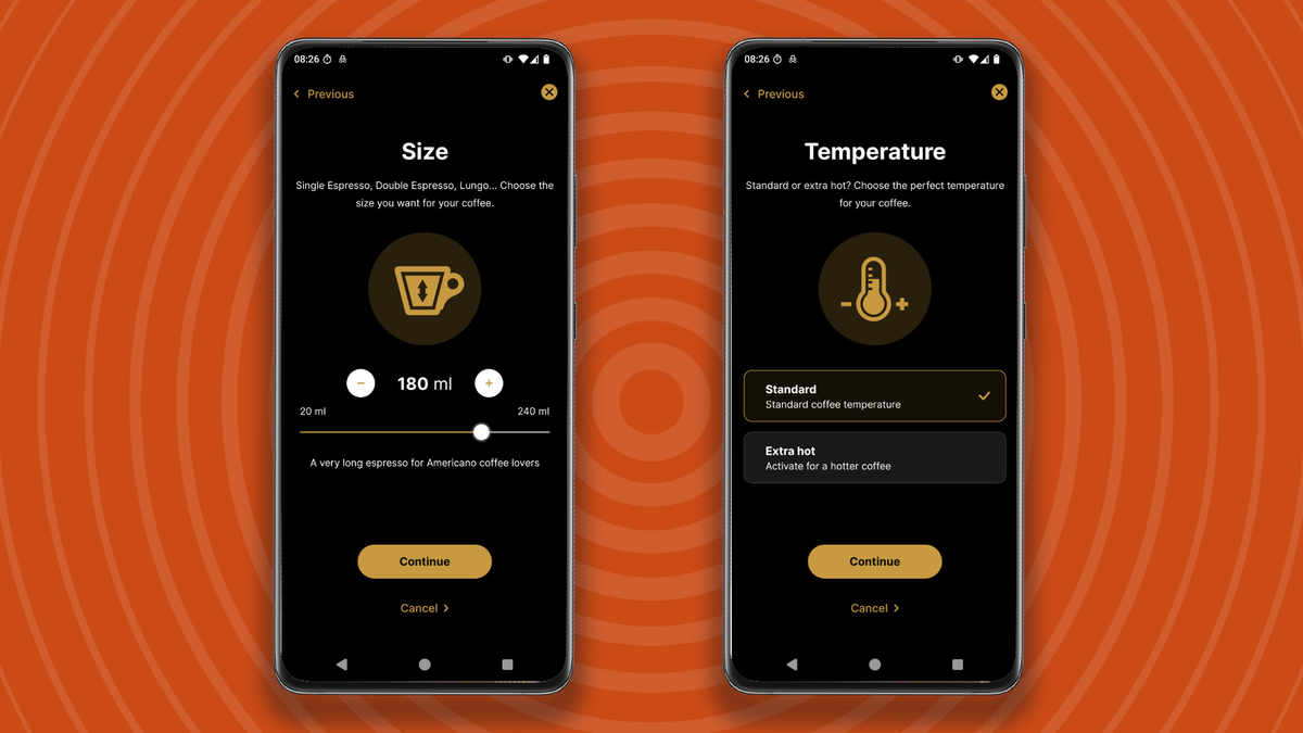 Creating custom drinks and brewing them using the Lavazza Tabli app