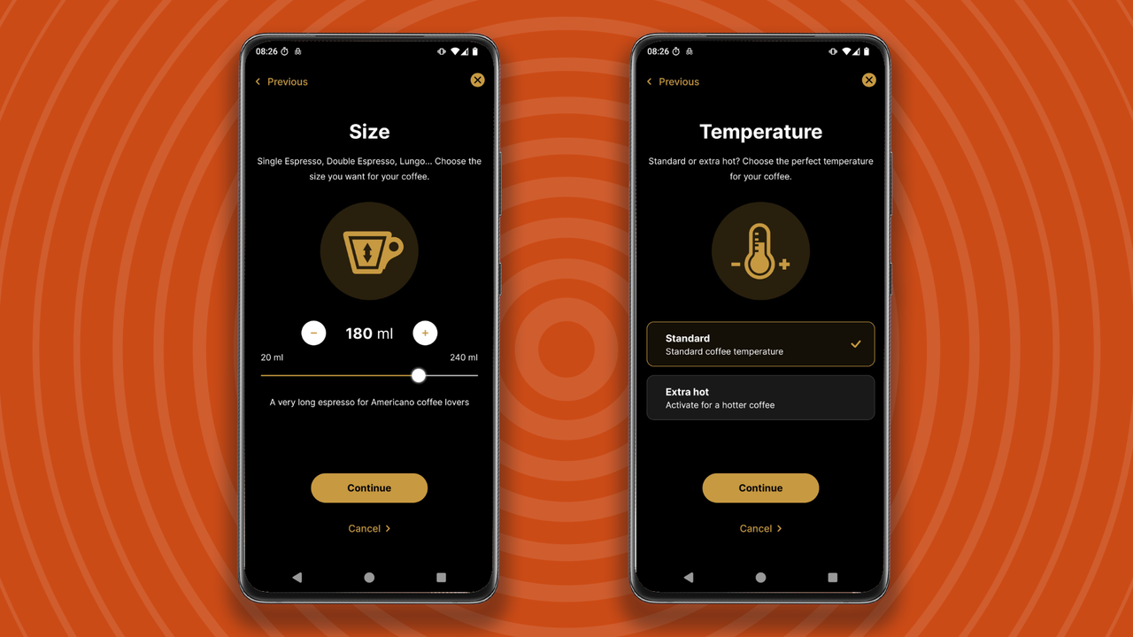 Creating custom drinks and brewing them using the Lavazza Tabli app