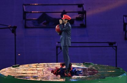 Japanese Prime Minister Shinzo Abe dresses as Super Mario at Olympics