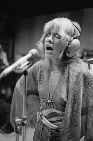 Singer Stevie Nicks of British-American rock band Fleetwood Mac in a recording studio in New Haven, Connecticut, USA, October 1975.