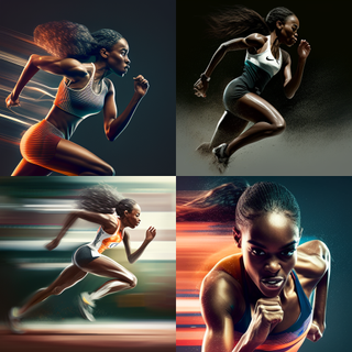 Ai generated images of a track athlete in various action positions