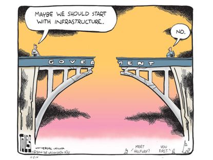Political cartoon infrastructure bipartisan Congress