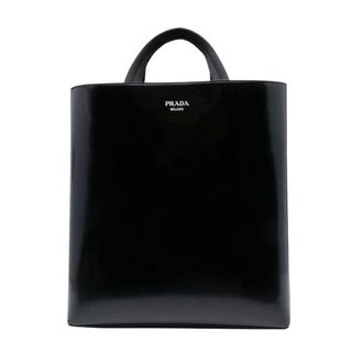 prada black leather tote bag