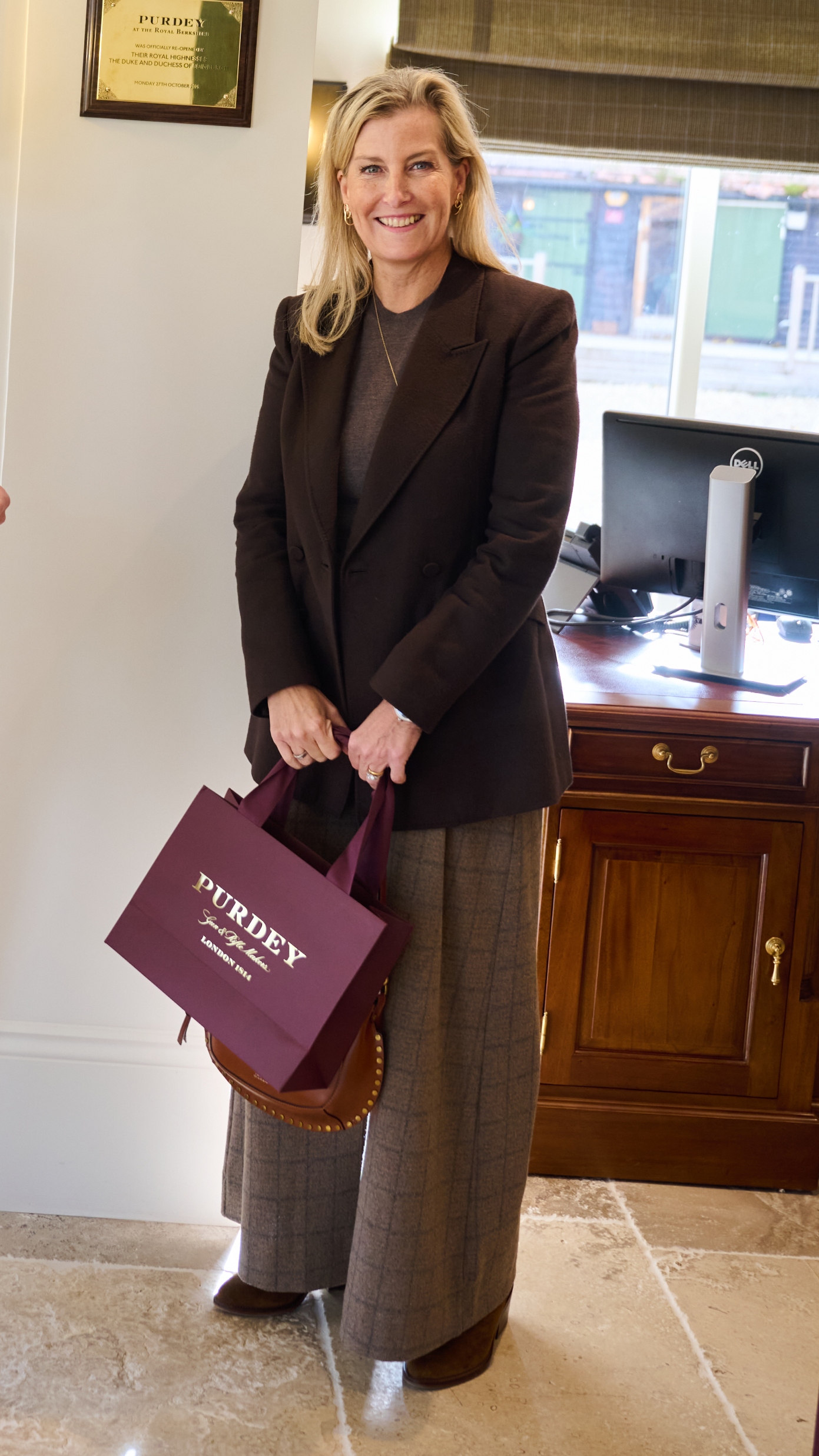 Duchess Sophie smiles as she visits Purdey At the Royal Berkshire shooting school