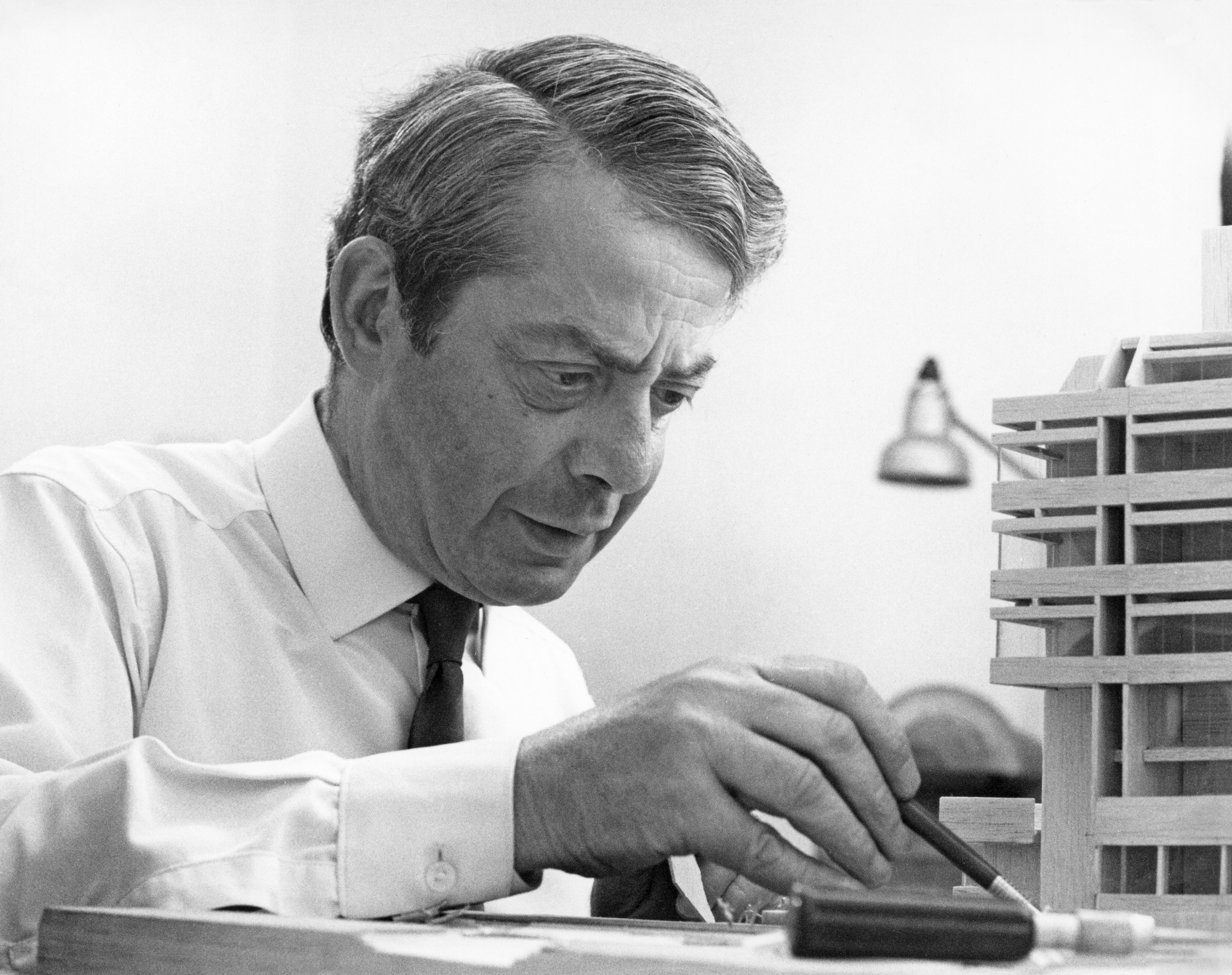 English architect Denys Lasdun, circa 1968
