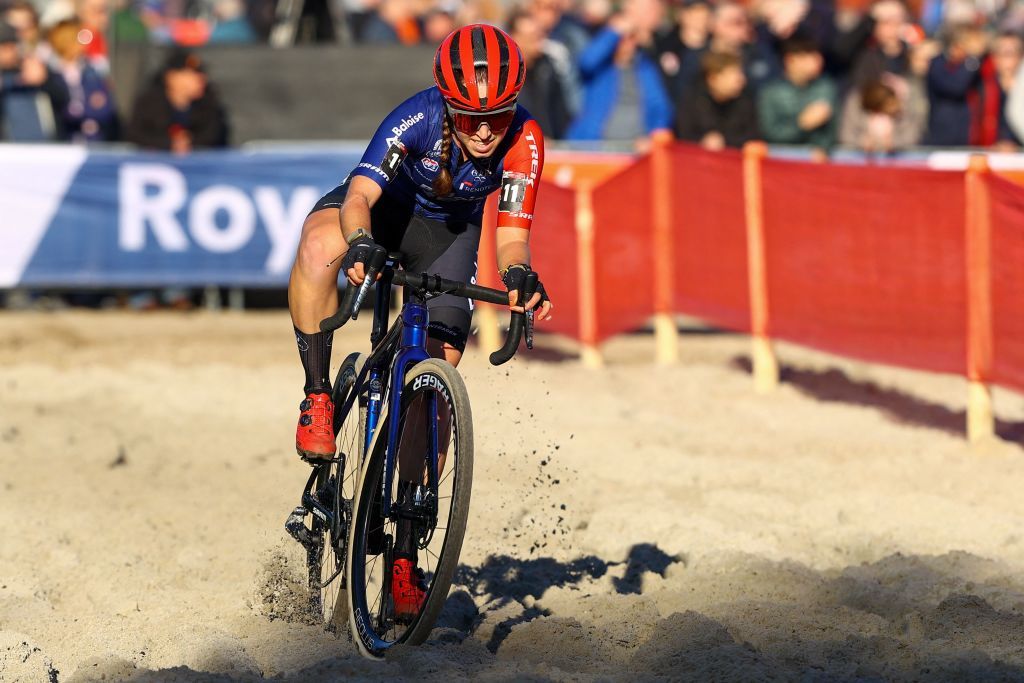 Dutch Shirin van Anrooij pictured in action during the women elite race at the UCI Cyclocross World Cup cyclocross event in Beekse Bergen The Netherlands Sunday 13 November 2022 the fifth out of 14 stages in the World Cup trophy in the 20222023 season BELGA PHOTO DAVID PINTENS Photo by DAVID PINTENS BELGA MAG Belga via AFP Photo by DAVID PINTENSBELGA MAGAFP via Getty Images