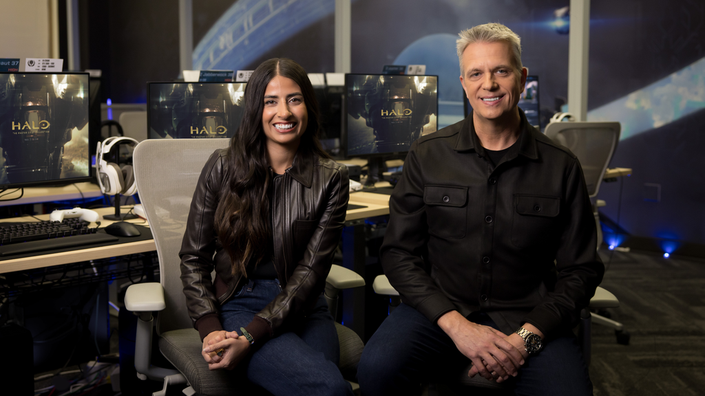 Asha Sharma and Matt Booty of Microsoft during the announcement of their new roles at Xbox.