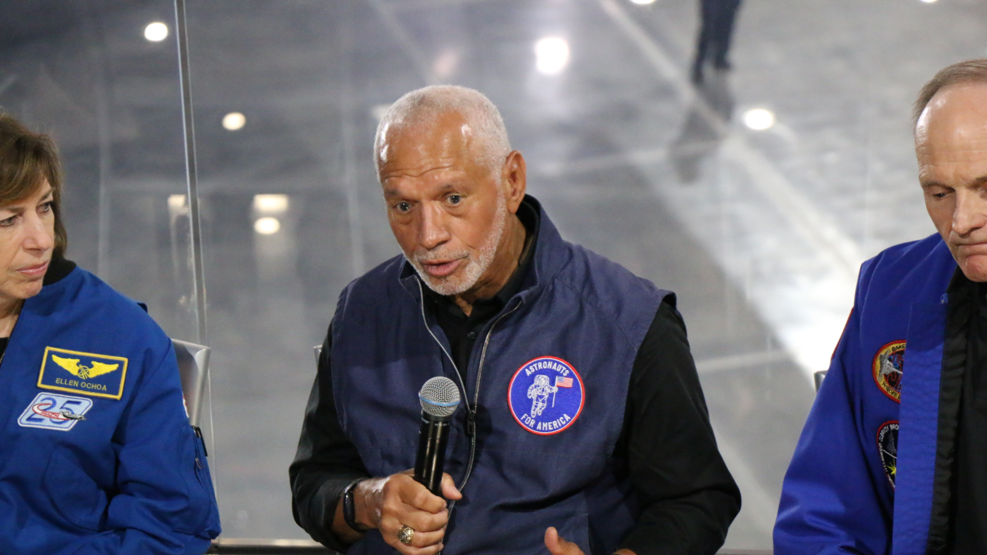 Former NASA astronauts (from left to right) Ellen Ochoa, Charlie Bolden and Steve Smith. 