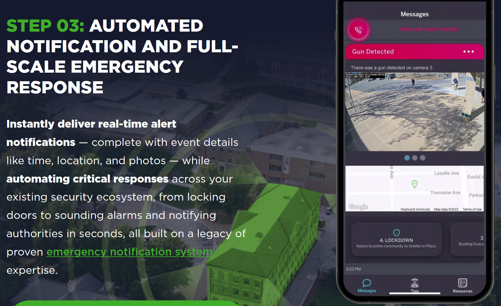 Omnilert’s active shooter and gun detection system