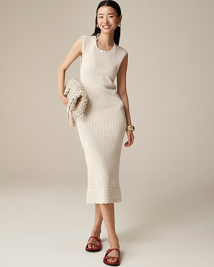 Crochet Open-Back Midi Dress