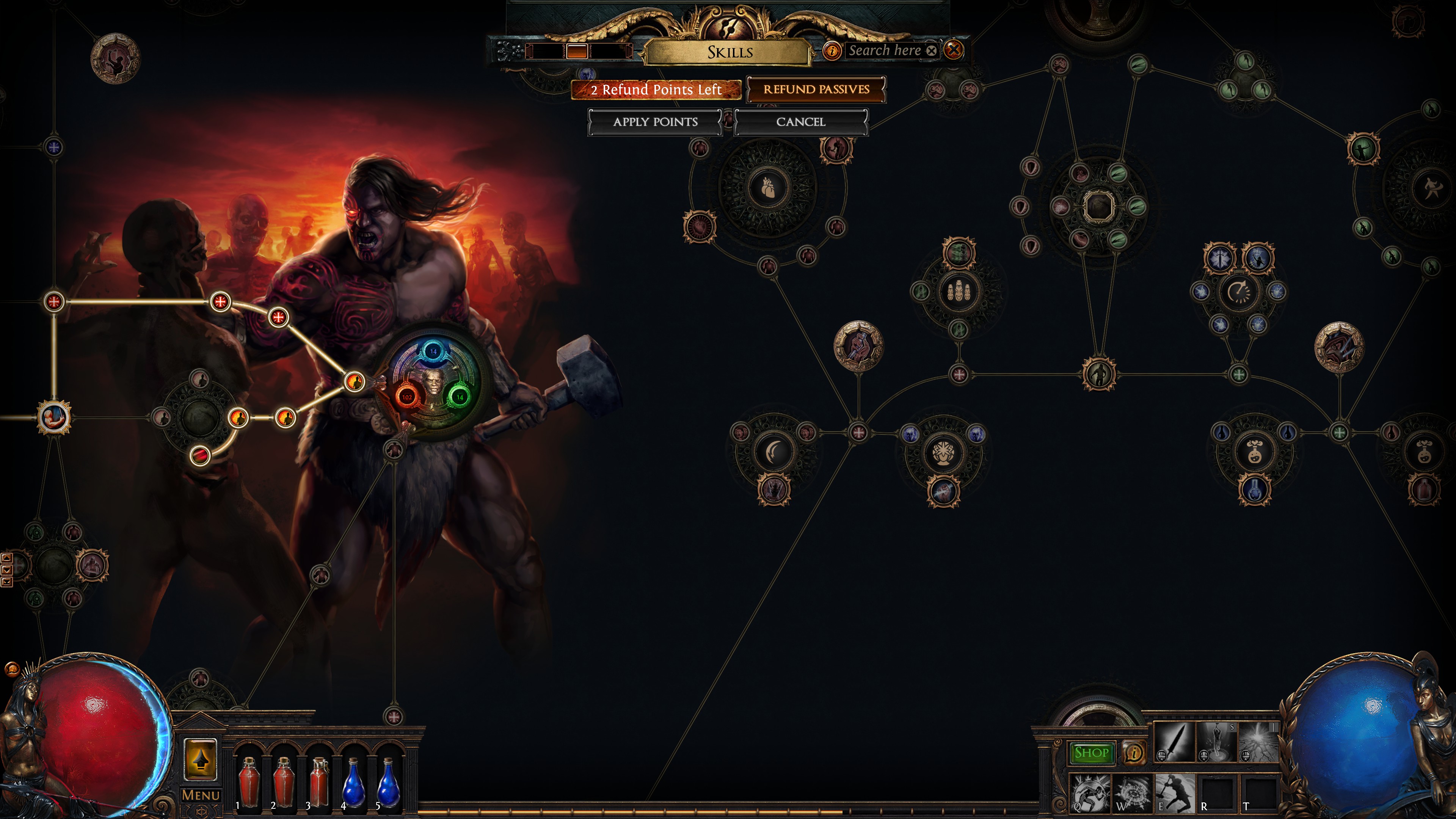 A small part of the Path of Exile passive skill tree.