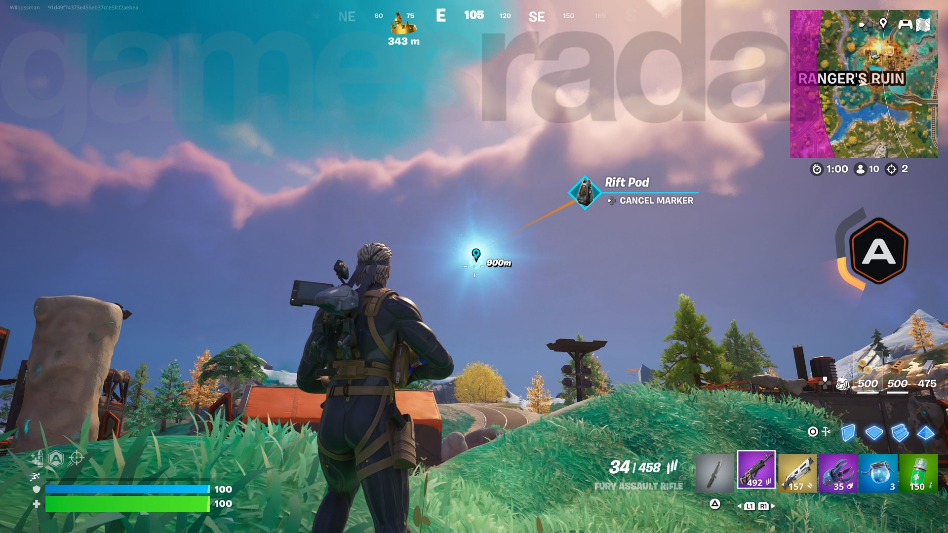 Rift Pod incoming with a Fortnite Precision Air Strike inside