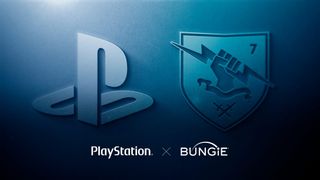 PlayStation and Bungie logos on a blue background