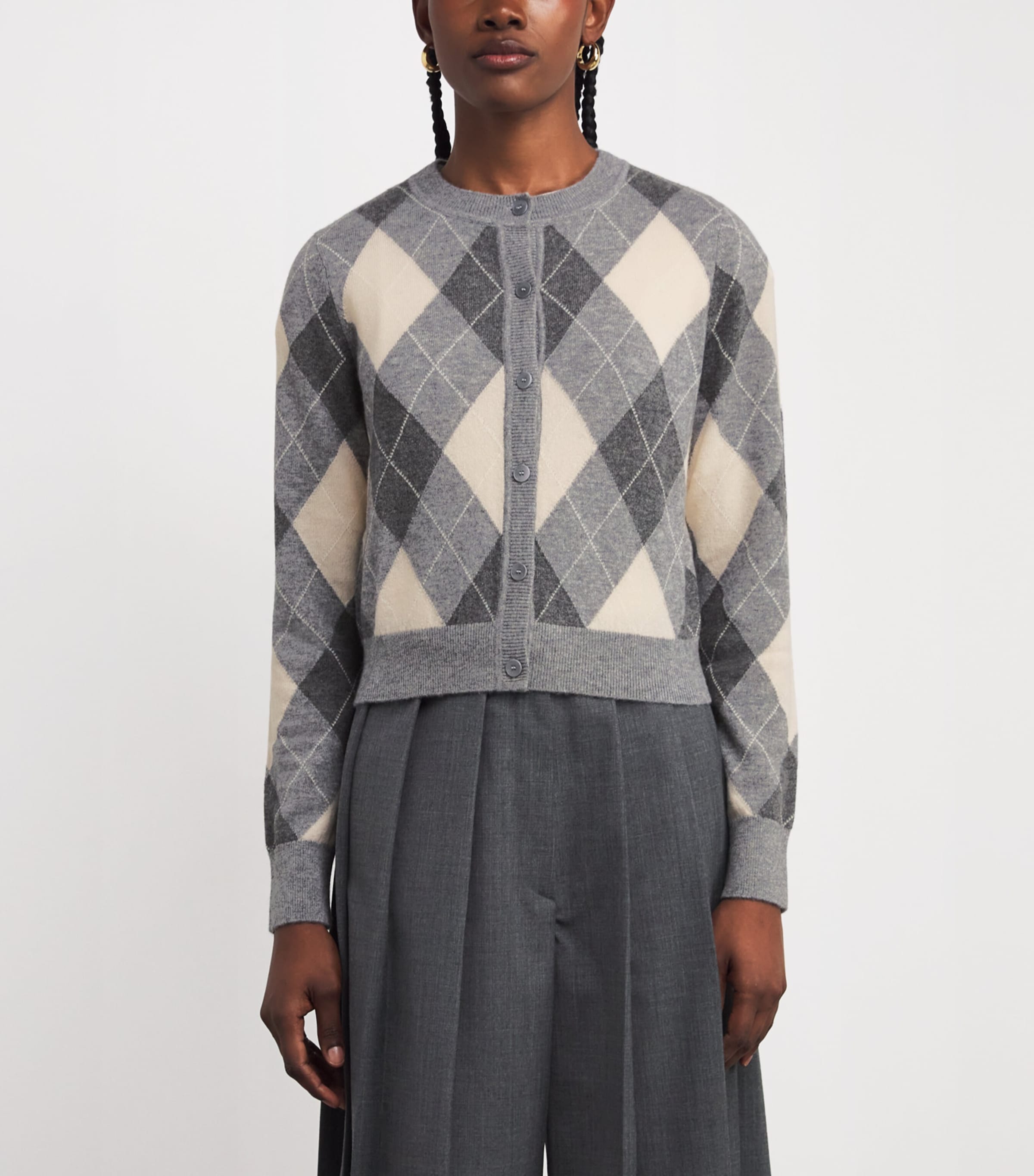 Sandro Paris Wool-Cashmere Argyle Cardigan