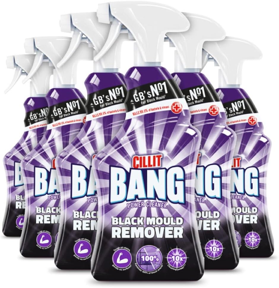 Cillit Bang Black Mould Remover Spray I Removes Mould, Mildew &amp;amp; Dirt I Size: 750ml X 6