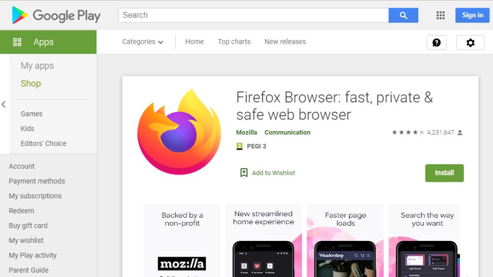 Website screenshot for Firefox