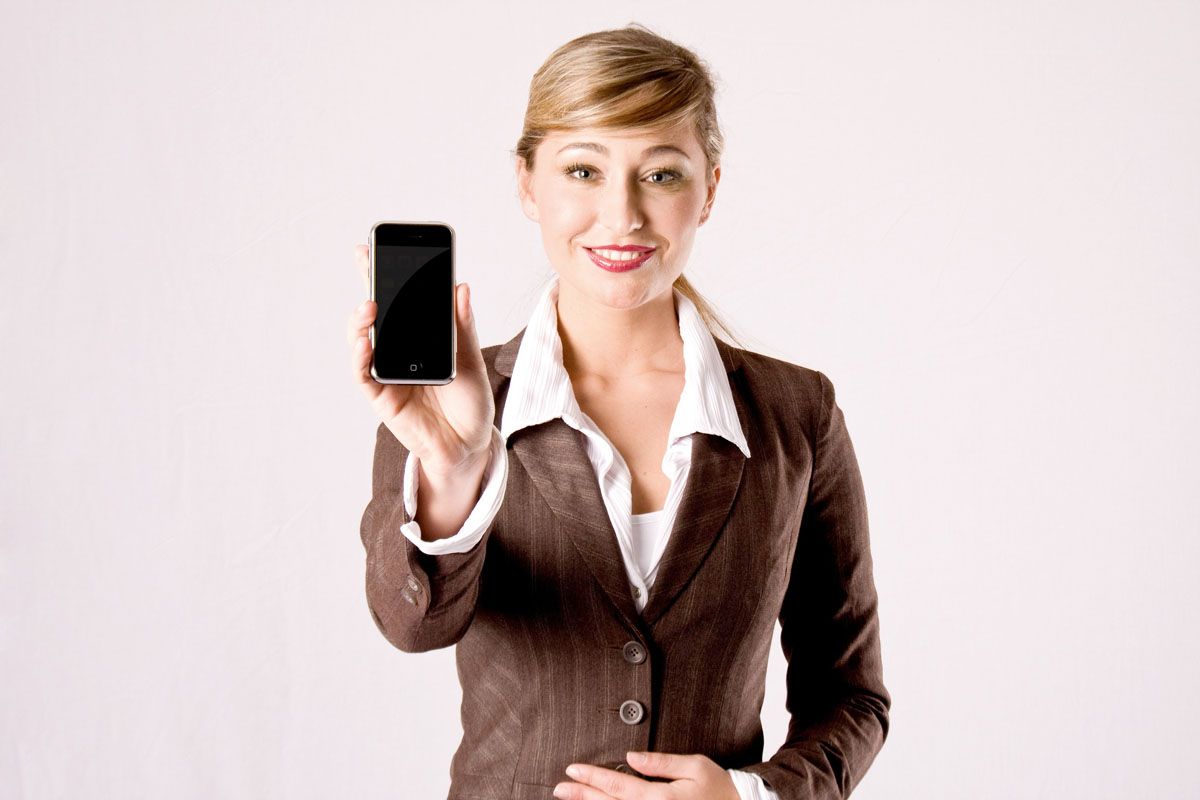 Business woman with iPhone