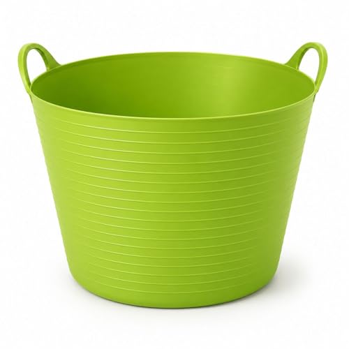 42l Litre Heavy Duty Soft Green Flexible Trug Bucket With Handles &amp;ndash; Large Multipurpose Tub for Garden, Laundry, Builders, Cleaning &amp;amp; Storage | Durable Plastic Builders Tub &amp;ndash; 1 Pack