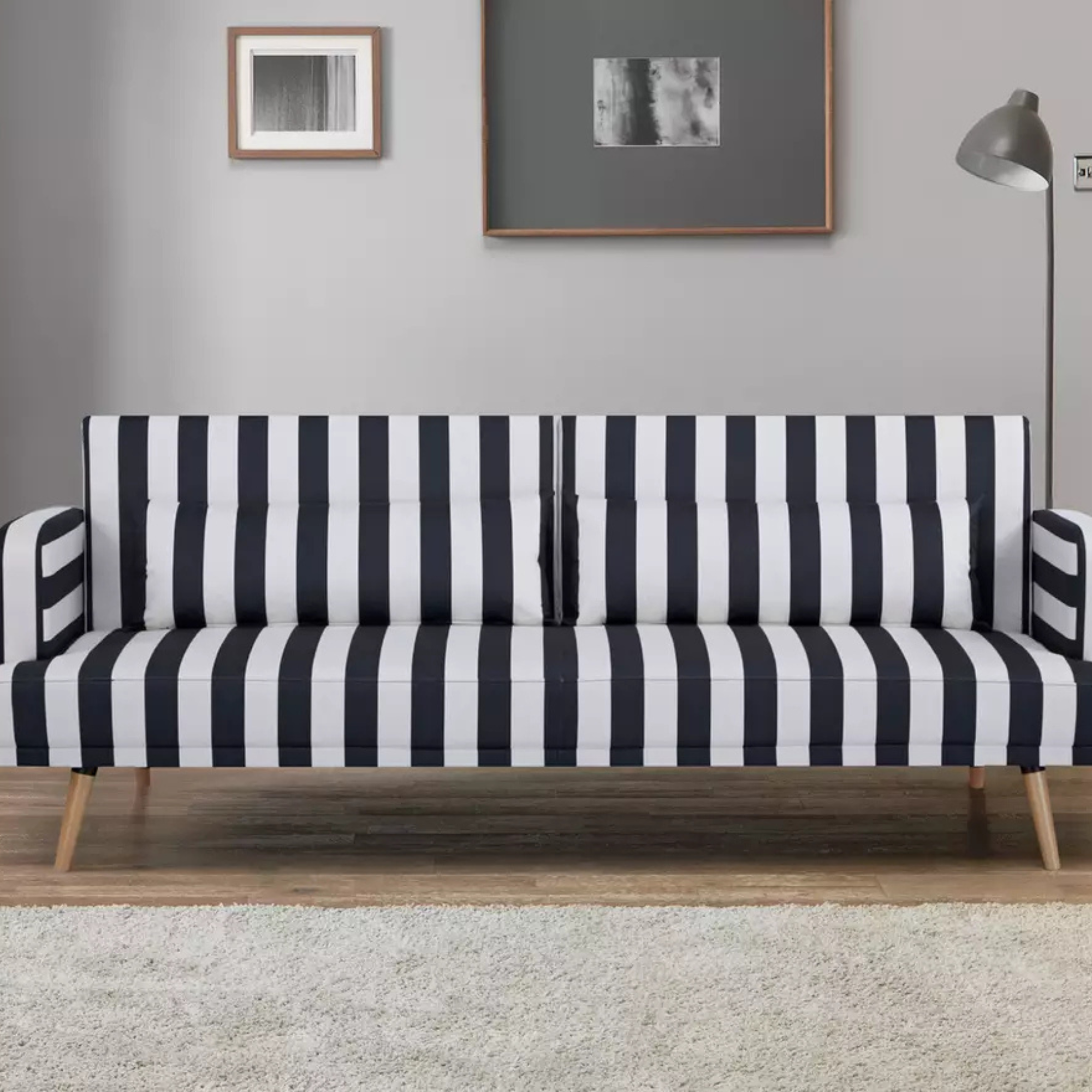 Habitat Andy Fabric Clic Clac Sofa Bed - Black &amp; White