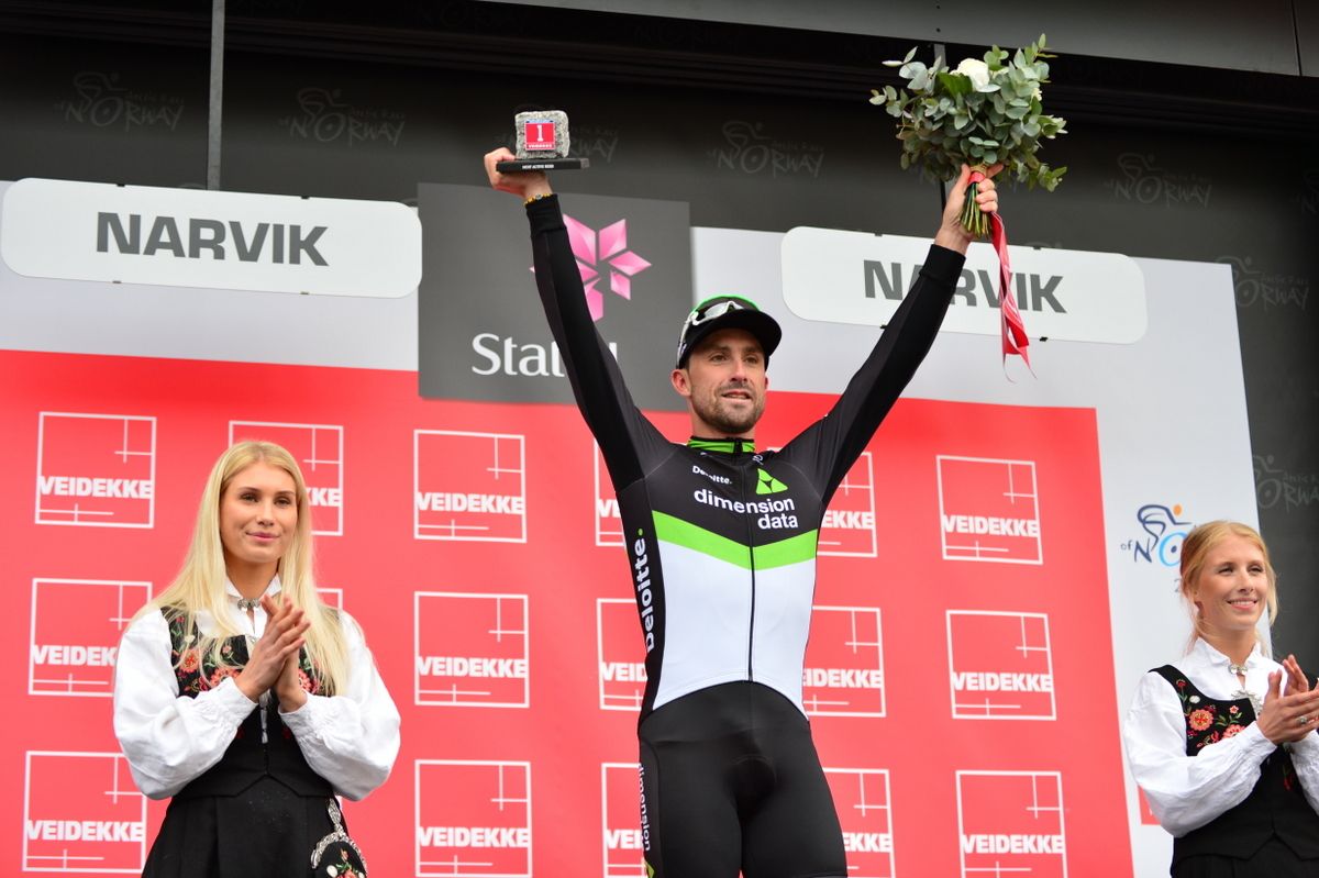 Bernhard Eisel (Dimension Data) on the podium