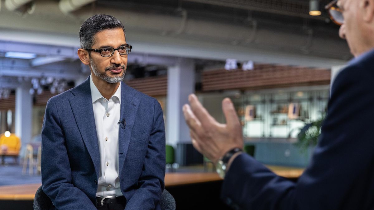 Sundar Pichai, chief executive officer of Alphabet Inc., during an interview for an episode of &quot;The David Rubenstein Show: Peer-to-Peer Conversations&quot; in New York, US, on Friday, Sept. 20, 2024.