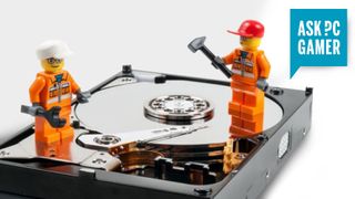 Hard drive with Lego maintenance workers