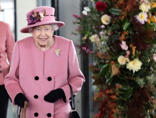 Queen Elizabeth II attends the opening ceremony of the sixth session of the Senedd at The Senedd on October 14, 2021 in Cardiff, Wales.