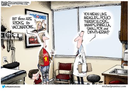 Editorial Cartoon U.S. Anti-vaxxers risks to vaccination