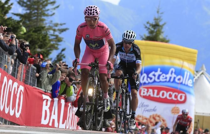 Movistar's Nairo Quintana finishes his last big test of the Giro