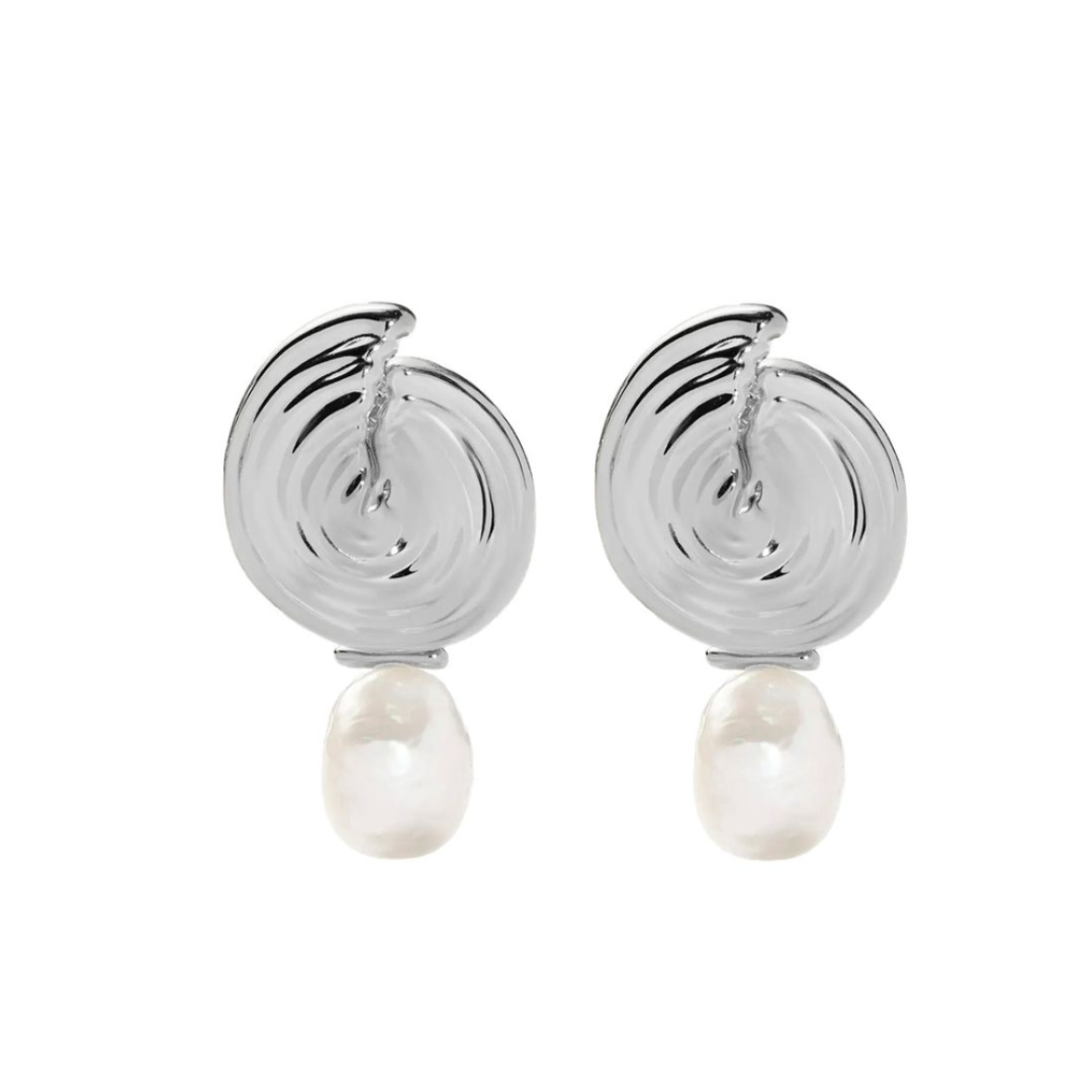 MISSOMA, Spiral Interchangeable Pearl Drop Earrings