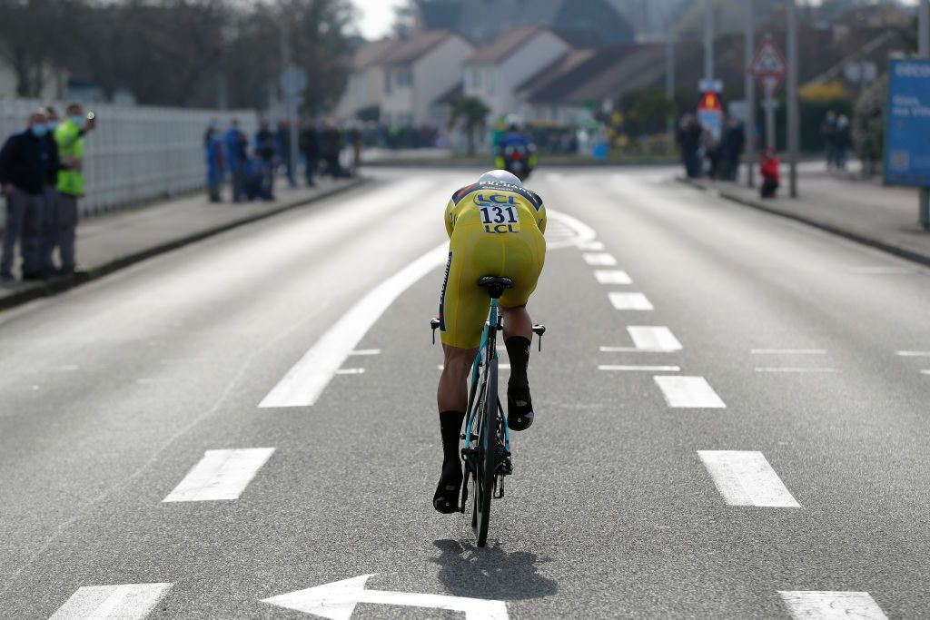GIEN FRANCE MARCH 09 Michael Matthews of Australia and Team BikeExchange Yellow Leader Jersey during the 79th Paris Nice 2021 Stage 3 a 144km Individual Time Trial stage from Gien to Gien 147m ITT ParisNice on March 09 2021 in Gien France Photo by Bas CzerwinskiGetty Images