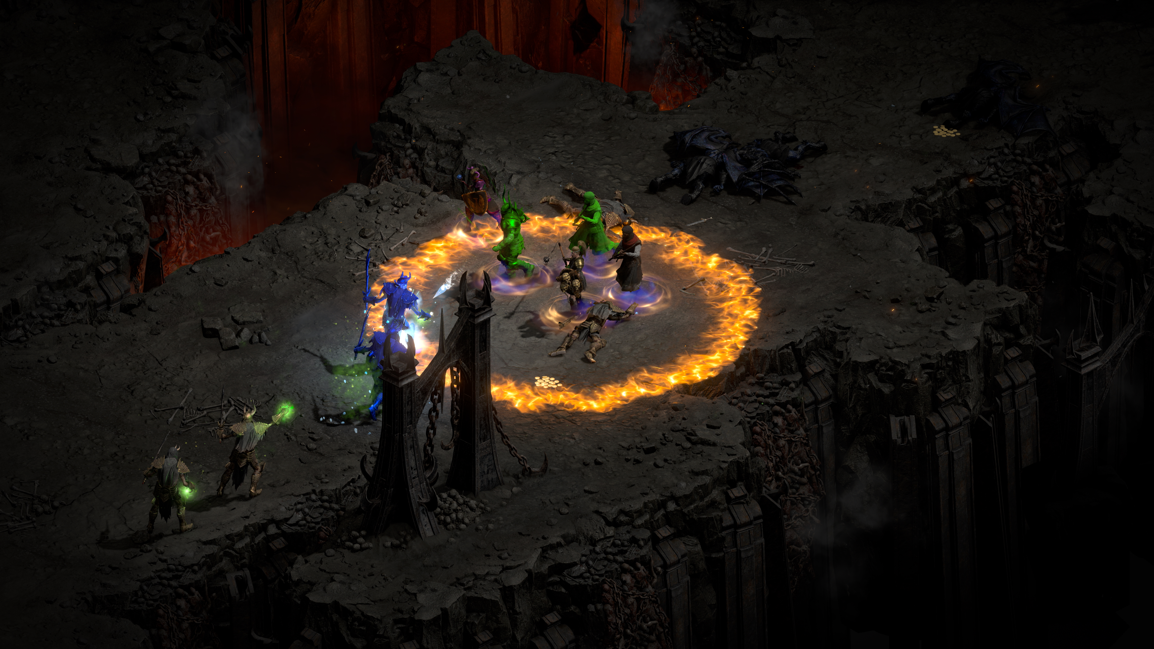 a diablo 2 resurrected character casting a spell on enemies